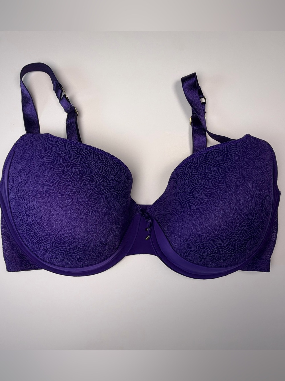 Ashley Graham Deep Purple Lace Underwire Bra Women's 36H Full Coverage